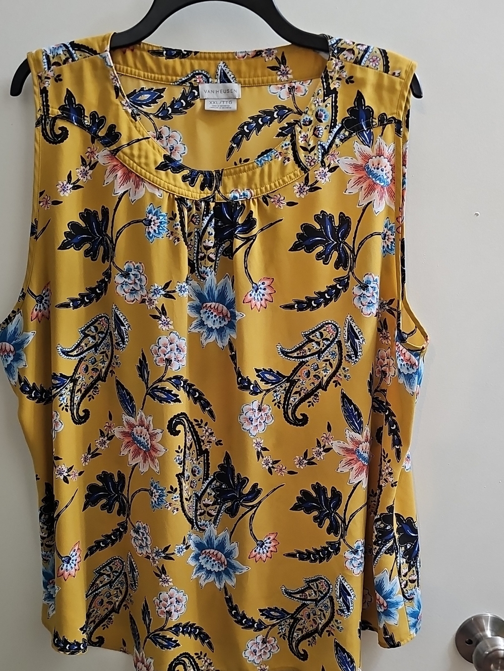 Van Heusen Mustard Paisley & Floral Sleeveless Blouse